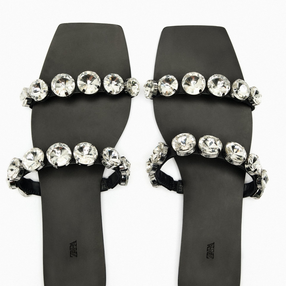 Zara big bling embellished sandal